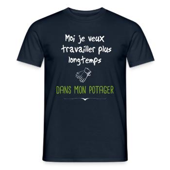 travailler dans mon jardin - T-shirt homme - marine - Devant - AI Model Male 178 light (178cm)