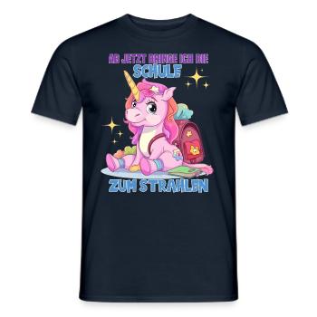 Schulkind Mädchen Einhorn Zur Einschulung - Männer T-Shirt - Navy - Vorne - AI Model Male 178 light (178cm)