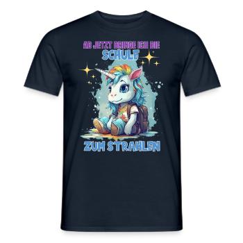 Schulkind Mädchen Einhorn Zur Einschulung - Männer T-Shirt - Navy - Vorne - AI Model Male 178 light (178cm)