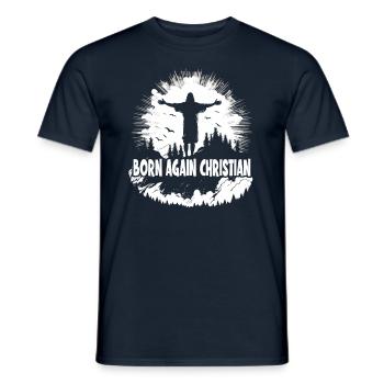 Christian Quotes Designs Born Again Christian - Men's T-Shirt - navy - Front - AI Model Male 178 light (178cm)