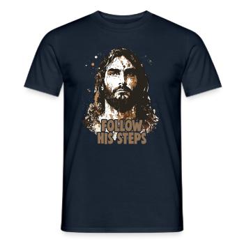 Christliche Zitate Designs Follow His Steps - Männer T-Shirt - Navy - Vorne - AI Model Male 178 light (178cm)