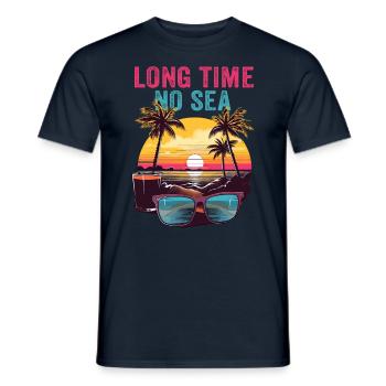 Summer Seaside Holidays Long Time No Sea - Men's T-Shirt - navy - Front - AI Model Male 178 light (178cm)