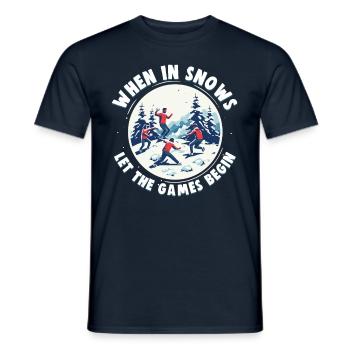 Schneeballschlacht - When it snows let the games - Männer T-Shirt - Navy - Vorne - AI Model Male 178 light (178cm)