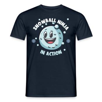 Snowball Fight - Snowball Ninja in Action - Men's T-Shirt - navy - Front - AI Model Male 178 light (178cm)