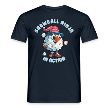 Snowball Fight - Snowball Ninja in Action - Men's T-Shirt - navy - Front - AI Model Male 178 light (178cm)