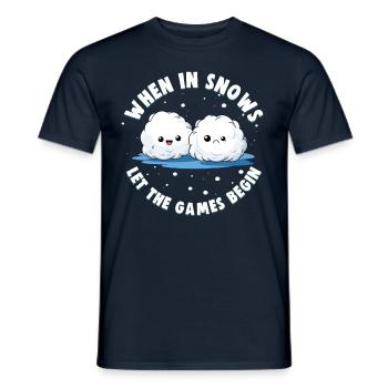 Schneeballschlacht - When it snows let the games - Männer T-Shirt - Navy - Vorne - AI Model Male 178 light (178cm)