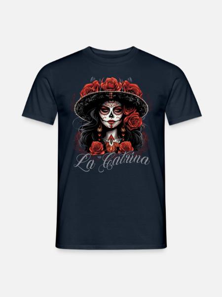 La Catrina Cooles Dia De Los Muertos Design - Männer T-Shirt - Navy