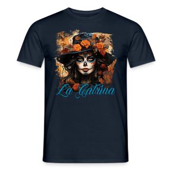 La Catrina Cool Dia De Los Muertos Design - Men's T-Shirt - navy - Front - AI Model Male 178 light (178cm)