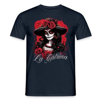 La Catrina Cool Dia De Los Muertos Design - Men's T-Shirt - navy - Front - AI Model Male 178 light (178cm)