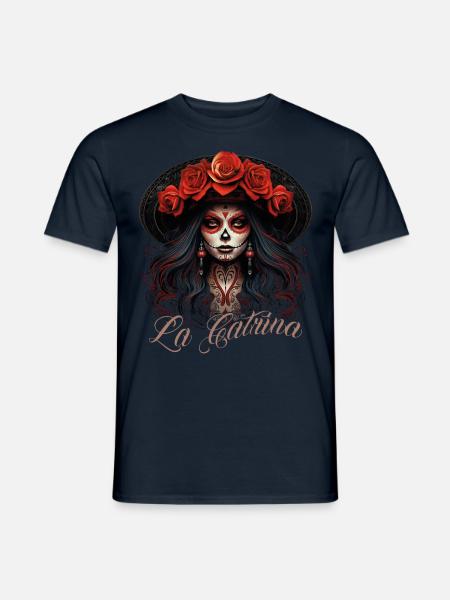 La Catrina Cooles Dia De Los Muertos Design - Männer T-Shirt - Navy