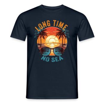 Summer Holidays by the Sea Long Time No Sea - Men's T-Shirt - navy - Front - AI Model Male 178 light (178cm)