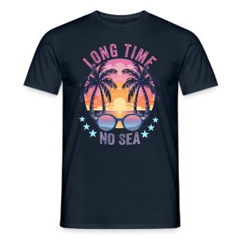 Summer Holidays by the Sea Long Time No Sea - Men's T-Shirt - navy - Front - AI Model Male 178 light (178cm)
