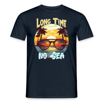 Summer Holidays by the Sea Long Time No Sea - Men's T-Shirt - navy - Front - AI Model Male 178 light (178cm)