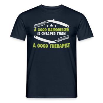 hairdresser, barber, hairdresser, hair salon - Men's T-Shirt - navy - Front - AI Model Male 178 light (178cm)