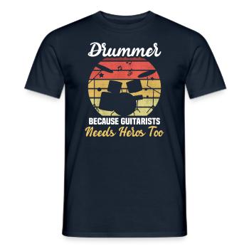 Batteur dans un groupe | Batteur, Musicien - T-shirt homme - marine - Devant - AI Model Male 178 light (178cm)