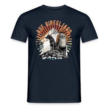 Hiker with dog design for mountaineers - Men's T-Shirt - navy - Front - AI Model Male 178 light (178cm)