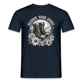 Conception de randonneurs pour les alpinistes et les grimpeurs - T-shirt homme - marine - Devant - AI Model Male 178 light (178cm)