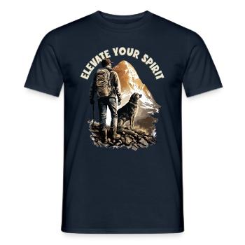 Wanderer mit Hund Design für Bergsteiger - Männer T-Shirt - Navy - Vorne - AI Model Male 178 light (178cm)