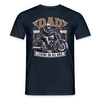 Vatertag Dad the Legend on his bike Papa Vater - Männer T-Shirt - Navy - Vorne - AI Model Male 178 light (178cm)