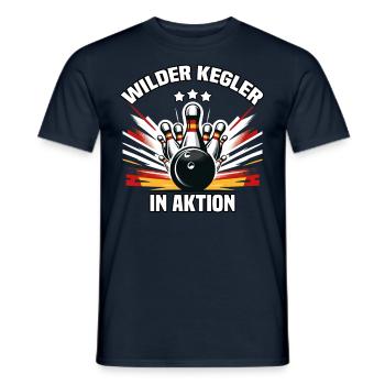 Wild Bowler en action Skittles Bowling Club Design - T-shirt homme - marine - Devant - AI Model Male 178 light (178cm)