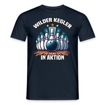 Wild Bowler en action Skittles Bowling Club Design - T-shirt homme - marine - Devant - AI Model Male 178 light (178cm)