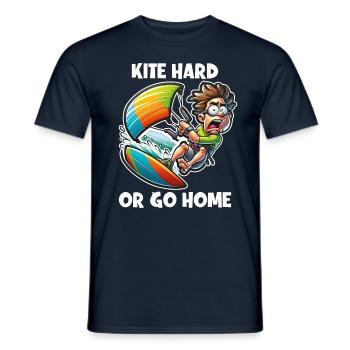 Kitesurfing Kite hard or go home - Men's T-Shirt - navy - Front - AI Model Male 178 light (178cm)