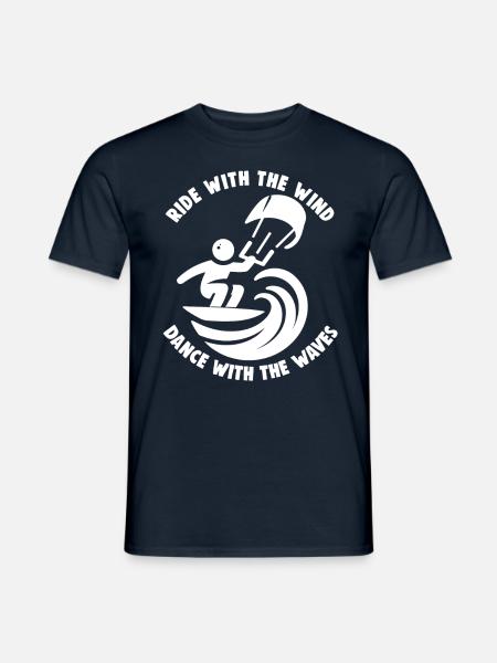 Kitesurfen Rit met de wind Kitesurfer - Heren T-shirt - navy