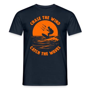 Kitesurfing Chase the wind catch the waves - Men's T-Shirt - navy - Front - AI Model Male 178 light (178cm)