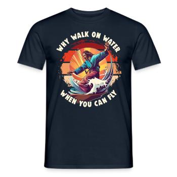 Kitesurfing Why Walk On Water Kitesurfer Jesus - Men's T-Shirt - navy - Front - AI Model Male 178 light (178cm)