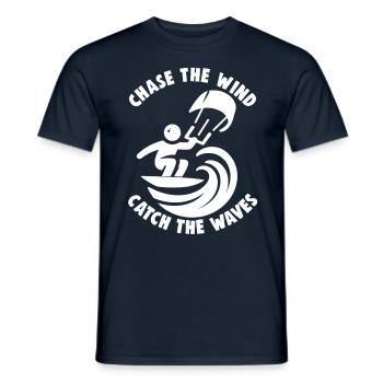 Kitesurfing Chase the wind catch the waves - Men's T-Shirt - navy - Front - AI Model Male 178 light (178cm)
