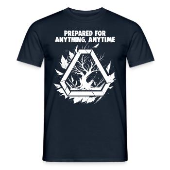 Bushcrafting en plein air préparé à tout - T-shirt homme - marine - Devant - AI Model Male 178 light (178cm)