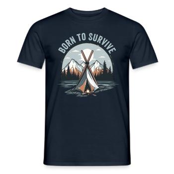 Bushcrafting en plein air né pour survivre - T-shirt homme - marine - Devant - AI Model Male 178 light (178cm)