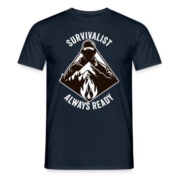Bushcrafting Outdoor Survivalist Always Ready - Men's T-Shirt - navy - Front - AI Model Male 178 light (178cm)