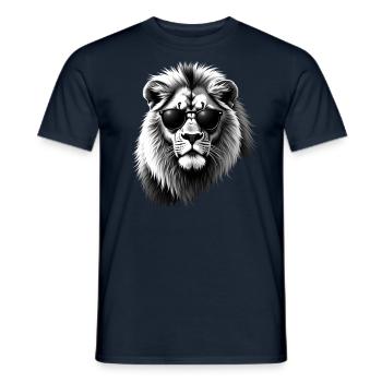 Lion Sunglasses Animal Motif Black White Art - Men's T-Shirt - navy - Front - AI Model Male 178 light (178cm)