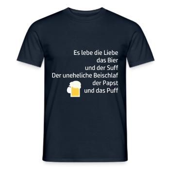 Trinkspruch Lebe Suff Bier Papst - Männer T-Shirt - Navy - Vorne - AI Model Male 178 light (178cm)