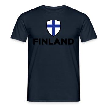 National Flag of Finland - Men's T-Shirt - navy - Front - AI Model Male 178 light (178cm)