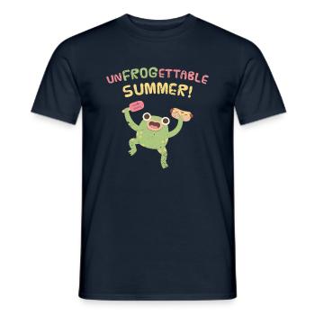 Funny Leaping Frog Unfrogettable Summer Pun - Men's T-Shirt - navy - Front - AI Model Male 178 light (178cm)