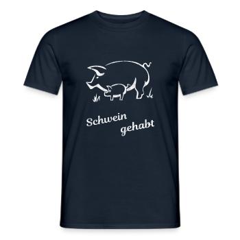 Schwein gehabt | Glück Geschenk - Männer T-Shirt - Navy - Vorne - AI Model Male 178 light (178cm)