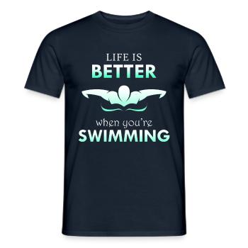 Schwimmen Schwimmen Schwimmer Geschenk - Männer T-Shirt - Navy - Vorne - AI Model Male 178 light (178cm)