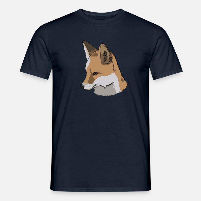 Fuchs, Zeichnung, Geschenkidee - Männer T-Shirt - Navy