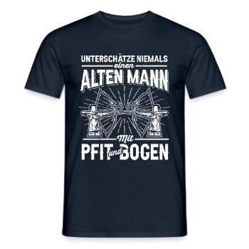 Unterschätze Niemals Einen Alten Mann Mit Pfeil - Männer T-Shirt - Navy - Vorne - AI Model Male 178 light (178cm)