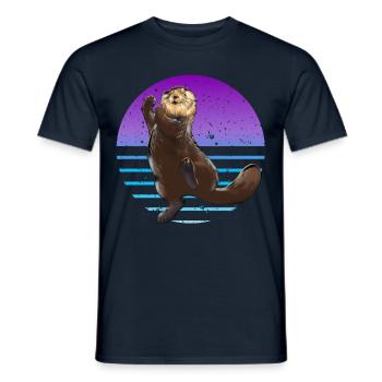Otter Retro - Men's T-Shirt - navy - Front - AI Model Male 178 light (178cm)