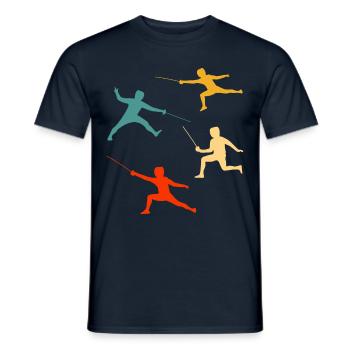 Fechten - Männer T-Shirt - Navy - Vorne - AI Model Male 178 light (178cm)