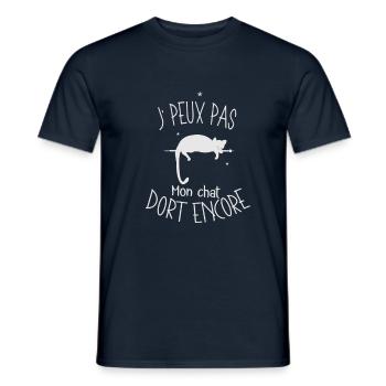 Ich kann keine weiße Katze schlafen lassen - Männer T-Shirt - Navy - Vorne - AI Model Male 178 light (178cm)