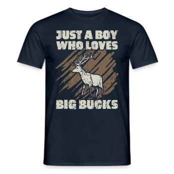 Just A Boy Who Loves Big Bucks Deer Elk Buck Hunt - Männer T-Shirt - Navy - Vorne - AI Model Male 178 light (178cm)