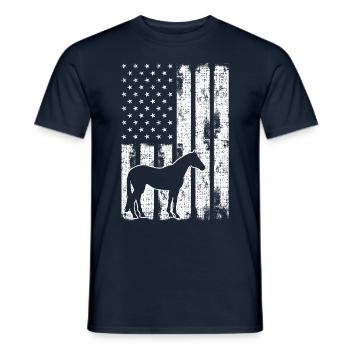 Drapeau des États-Unis Horse Vintage - T-shirt homme - marine - Devant - AI Model Male 178 light (178cm)