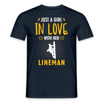 Juste une fille amoureuse de son monteur de ligne - T-shirt homme - marine - Devant - AI Model Male 178 light (178cm)