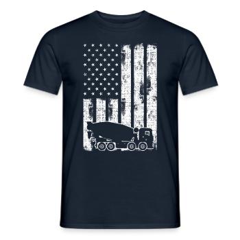 Truck Concrete Mixer Cement USA Flag - Men's T-Shirt - navy - Front - AI Model Male 178 light (178cm)