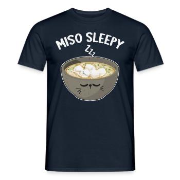 Miso Sleepy Japanese Food Fun - Men's T-Shirt - navy - Front - AI Model Male 178 light (178cm)