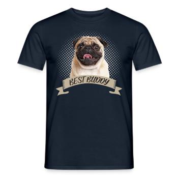 Carlin Coeur Chien Amour - T-shirt homme - marine - Devant - AI Model Male 178 light (178cm)